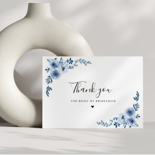 cartões de agradecimentos floral azul empoeirado