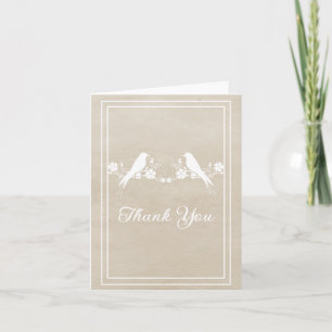 Cartões de agradecimentos Floral Beige Lovebird