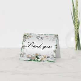 Cartões de agradecimentos Floral Branco Elegante