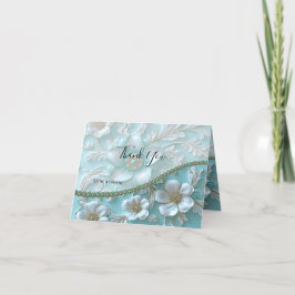 Cartões de agradecimentos Floral Branco Teal