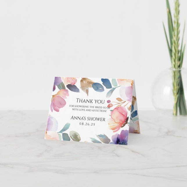 Cartões de agradecimentos Floral Brilho (Frente)
