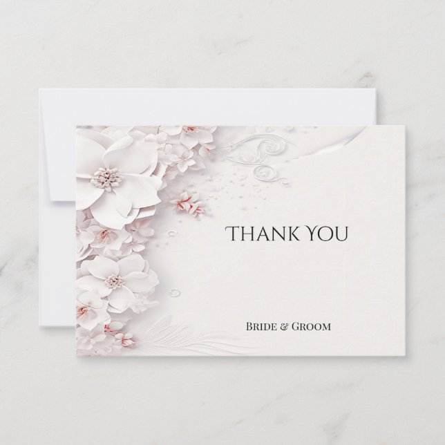 Cartões de agradecimentos Floral Cor-de-Rosa-Escam (Frente)