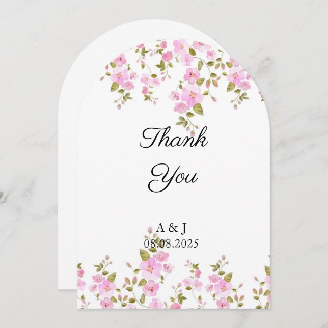 CARTÕES DE AGRADECIMENTOS FLORAL DE CASAMENTO (Frente/Verso)