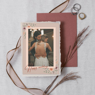 Cartões de agradecimentos floral de Casamento Foto