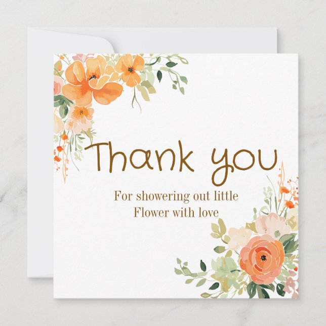 Cartões de agradecimentos Floral de Chá de fraldas (Frente)