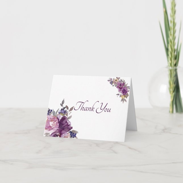 Cartões de agradecimentos floral de cor d'água ros (Frente)