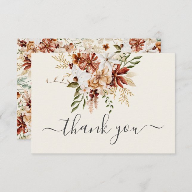 Cartões de agradecimentos Floral de Flor Selvagem (Frente/Verso)