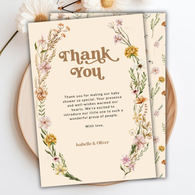 Cartões de agradecimentos Floral de Flor Selvagem (Wildflower Floral Thank You Card)