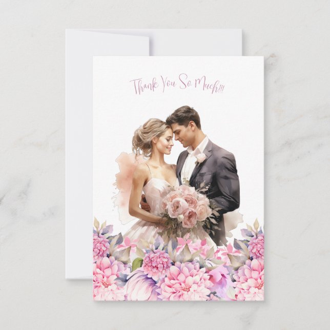 Cartões de agradecimentos Floral de Foto de Casame (Frente)