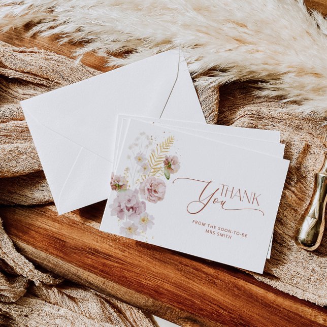 Cartões de agradecimentos floral de jardim minimal (Criador carregado)