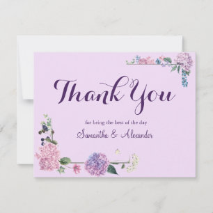 Cartões de agradecimentos Floral de lavanda com Aq