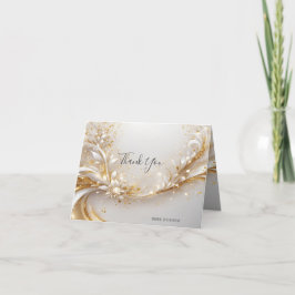Cartões de agradecimentos Floral Dourado Branco