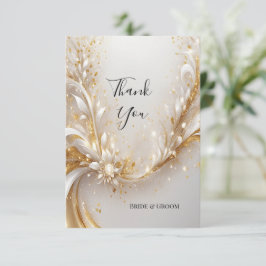 Cartões de agradecimentos Floral Dourado Branco