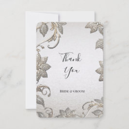 Cartões de agradecimentos Floral Dourado prata