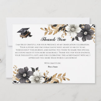 Cartões de agradecimentos Floral Elegante Preto e
