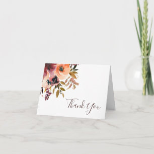 Cartões de agradecimentos Floral Laranja Burgundy
