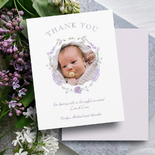 Cartões de agradecimentos Floral Lilac Wreath Bapt