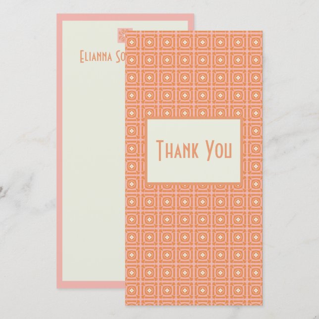 Cartões de agradecimentos Floral Moderno Cor-de-Ro (Frente/Verso)