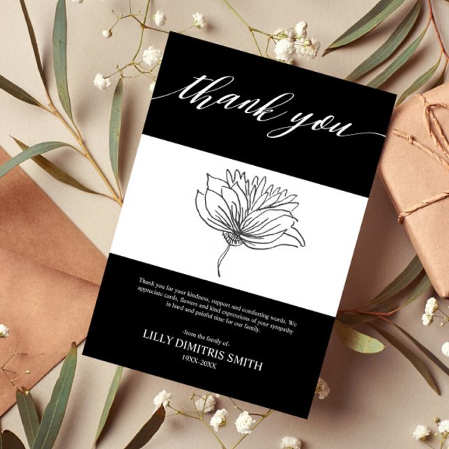 Cartões de agradecimentos Floral Negro do Memorial (Criador carregado)