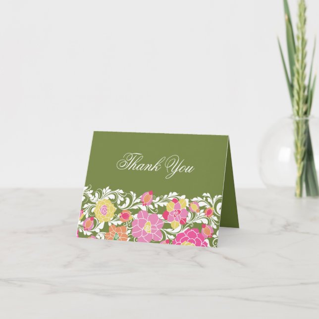 Cartões de agradecimentos Floral Pastel de Aquarel (Frente)