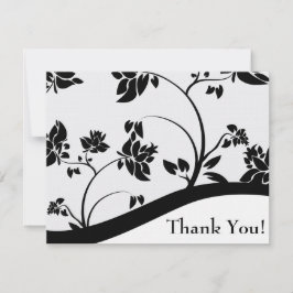 Cartões de agradecimentos Floral Preto e Branco