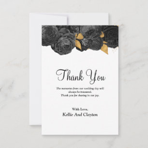 Cartões de agradecimentos Floral Preto E Dourado