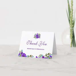 Cartões de agradecimentos Floral Purple Personaliz