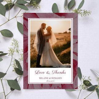 Cartões de agradecimentos Floral Romântico Rosa de