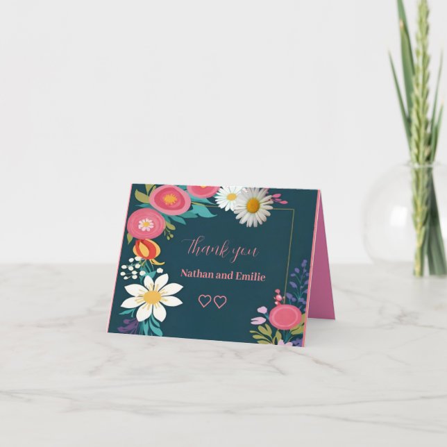 Cartões de agradecimentos floral russo (Frente)