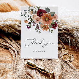 Cartões de agradecimentos Floral Terracotta Burgun