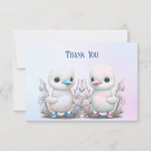 Cartões de agradecimentos Floral Twin Ducks