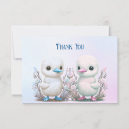 Cartões de agradecimentos Floral Twin Ducks