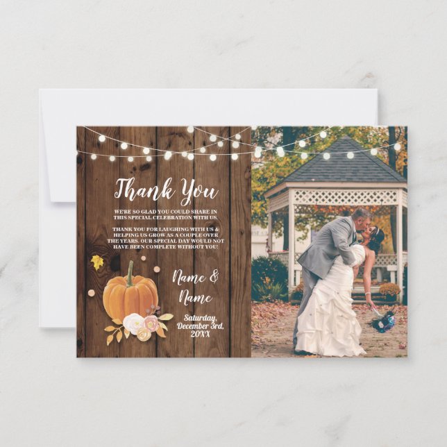 Cartões de agradecimentos Foto Pumpkin Luz Madeira (Frente)