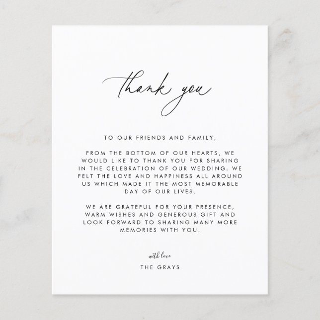 Cartões de agradecimentos Fotográfico de Casamento (Frente)