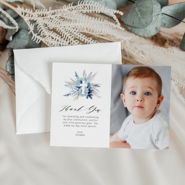 cartões de agradecimentos fotográfico de comunhão  (Criador carregado)