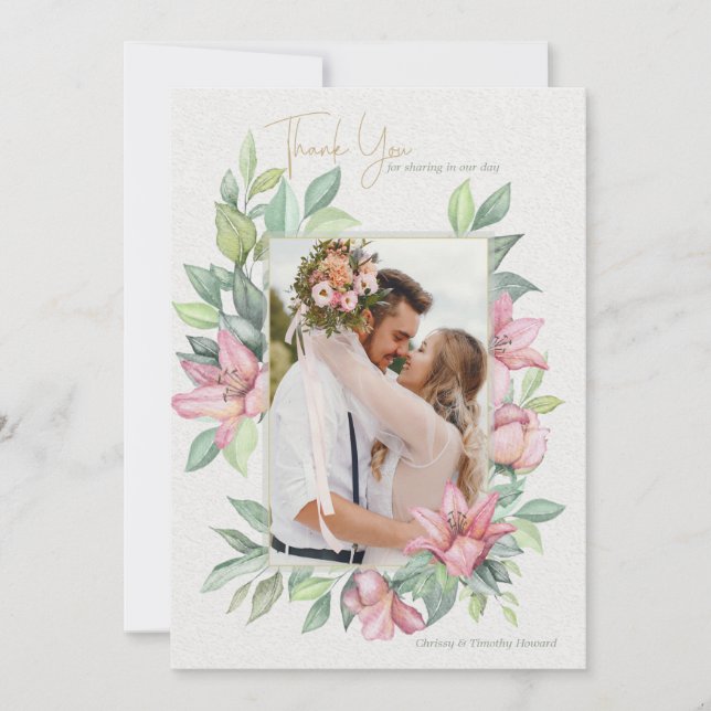 Cartões de agradecimentos Fotográfico de Rubrum Li (Frente)