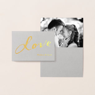 Cartões de agradecimentos Fotográfico Gold Foil Lo