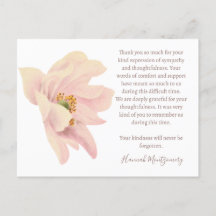 Cartões de agradecimentos Funeral Anêmona Rosa, Si