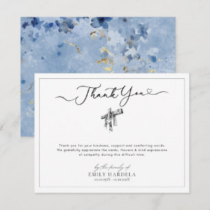 Cartões de agradecimentos Funeral com Floral Azul