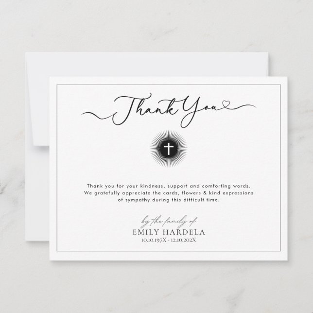 Cartões de agradecimentos Funeral Cruzado Religios (Frente)