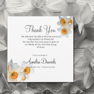 Cartões de agradecimentos Funeral Daffodil Branco