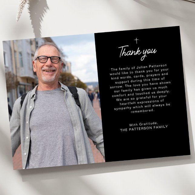 Cartões de agradecimentos Funeral de Foto Cruzada  (Criador carregado)