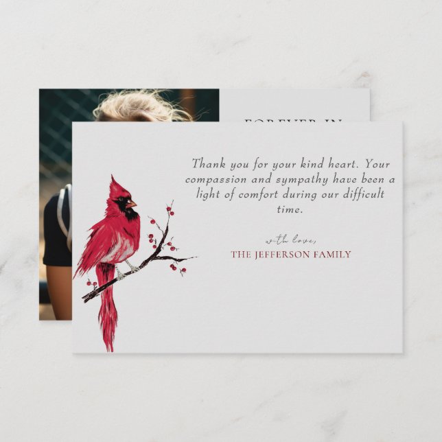 Cartões de agradecimentos Funeral de Foto do Carde (Frente/Verso)