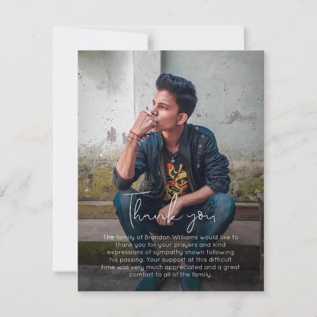 Cartões de agradecimentos Funeral de Foto Manuscri (Frente)