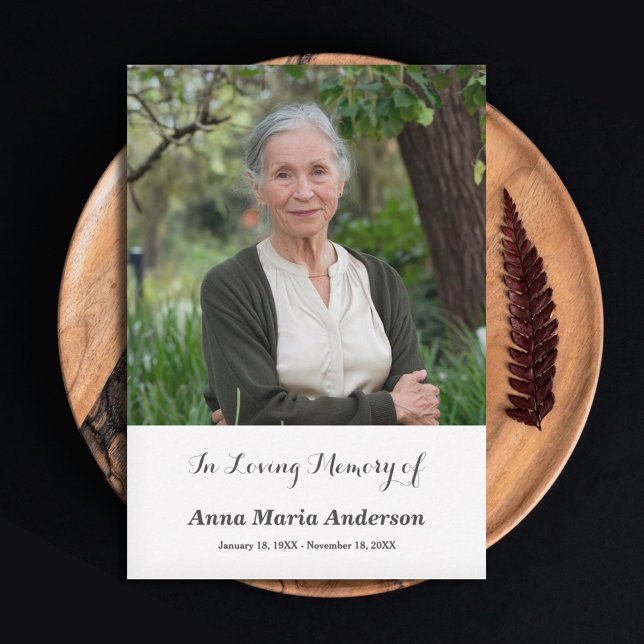 Cartões de agradecimentos Funeral de Foto Simples (Simple Photo Funeral Thank You Card)