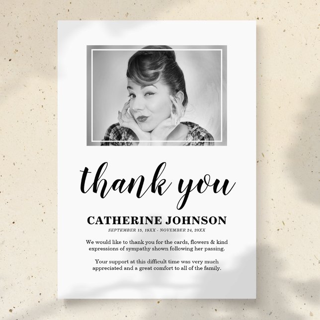 Cartões de agradecimentos Funeral de Foto Simples (Criador carregado)