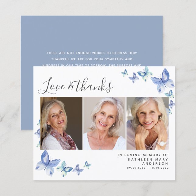 Cartões de agradecimentos Funeral de Fotografia da (Frente/Verso)