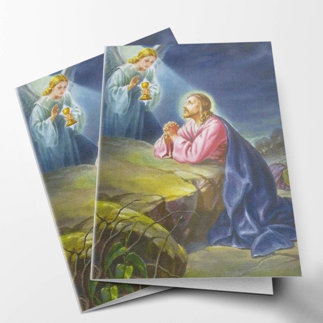 Cartões de agradecimentos Funeral de Jesus Católic (Jesus Christ Praying Religious Catholic Sympathy Funeral Thank You Card)
