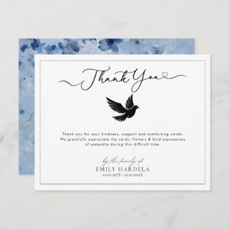 Cartões de agradecimentos Funeral Floral Azul-Ouro