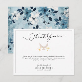 Cartões de agradecimentos Funeral Floral Azul Reli